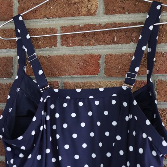 lands end swim top * loose * polka dot * navy / white * size 24W * euc - Picture 8 of 14